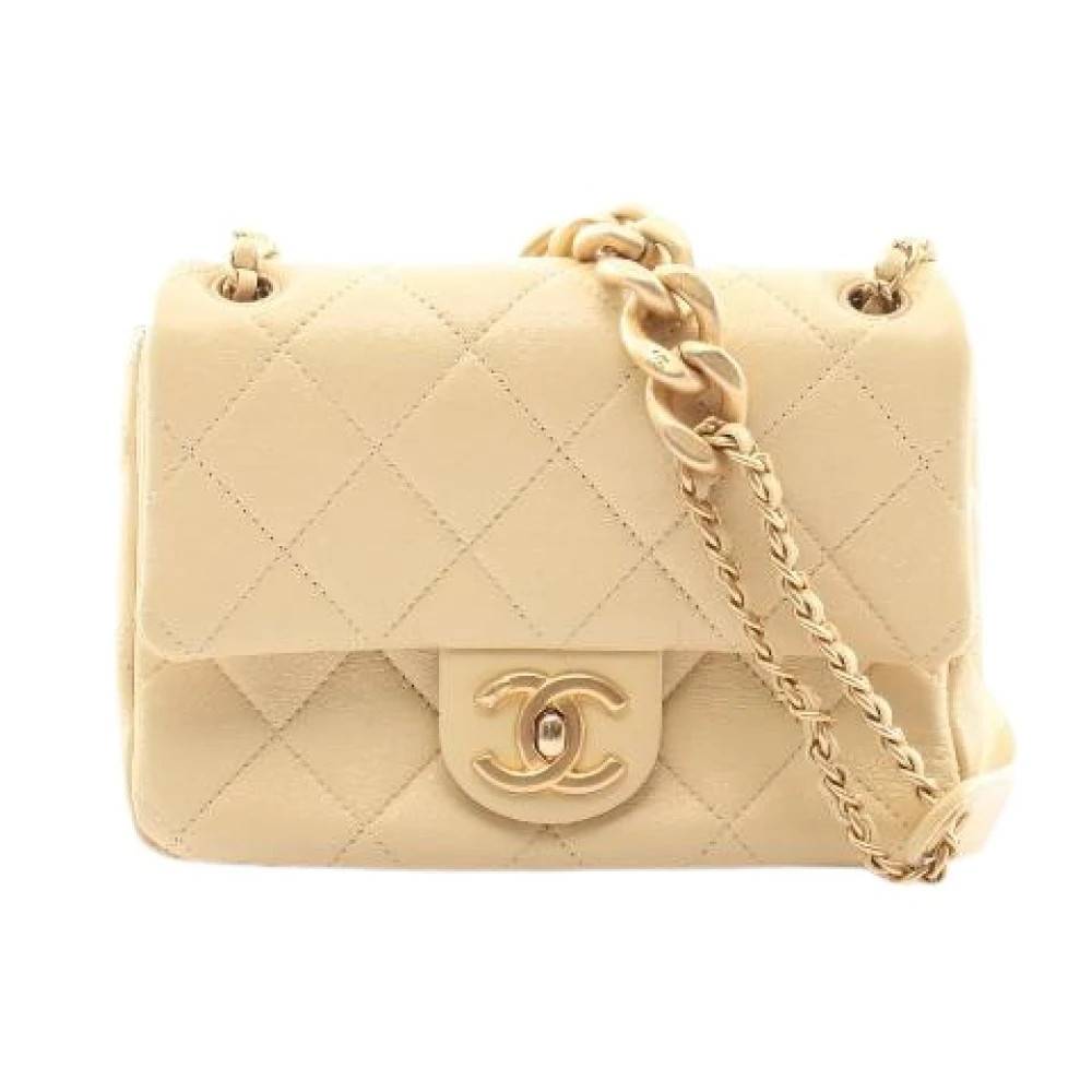 Chanel Vintage Pre-owned Mini Matelasse Læder Skuldertaske - Vintage - Dame - Beige - ONE SIZE - Uld