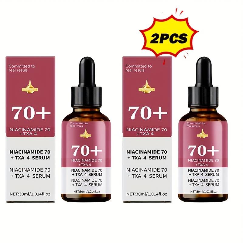 TEMU [ Boost]this Set Of 2 Niacinamide 70+txa Facial Serums Contains Hyaluronic Acid, Moisturizing Dry Skin To Healthy, Smooth, And . Suitable For , Red, Rough, Sensitive, And -prone Skin