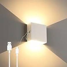 Lätt vägglampor dimbar, touch-vägglampa USB uppladdningsbar upp ner vägglampa vita nattlampor aluminium magnetisk för sovrum, skåp, säng, garderob, varm vit
