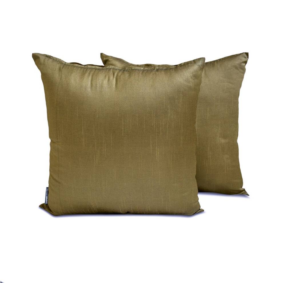 HomeCentric Luksus Lumbar Pudebetræk 20"x30" Pakke med 2, Kunstsilke Ensfarvet Aflangt Betræk, Moderne Stil - Antik Guld