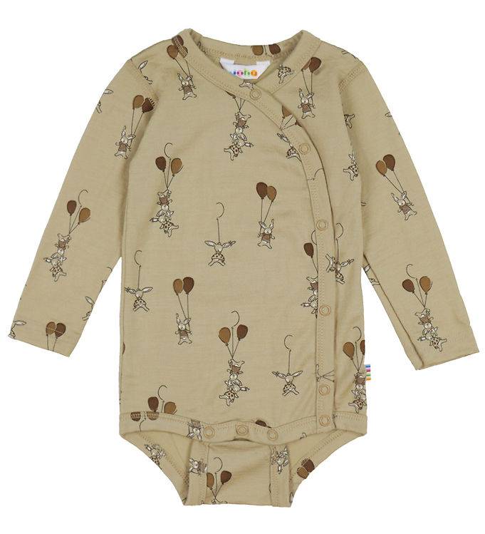 Joha Slå-Om Body l/æ - Uld - Beige m. Kaniner - Joha - 50 - Body L/Æ