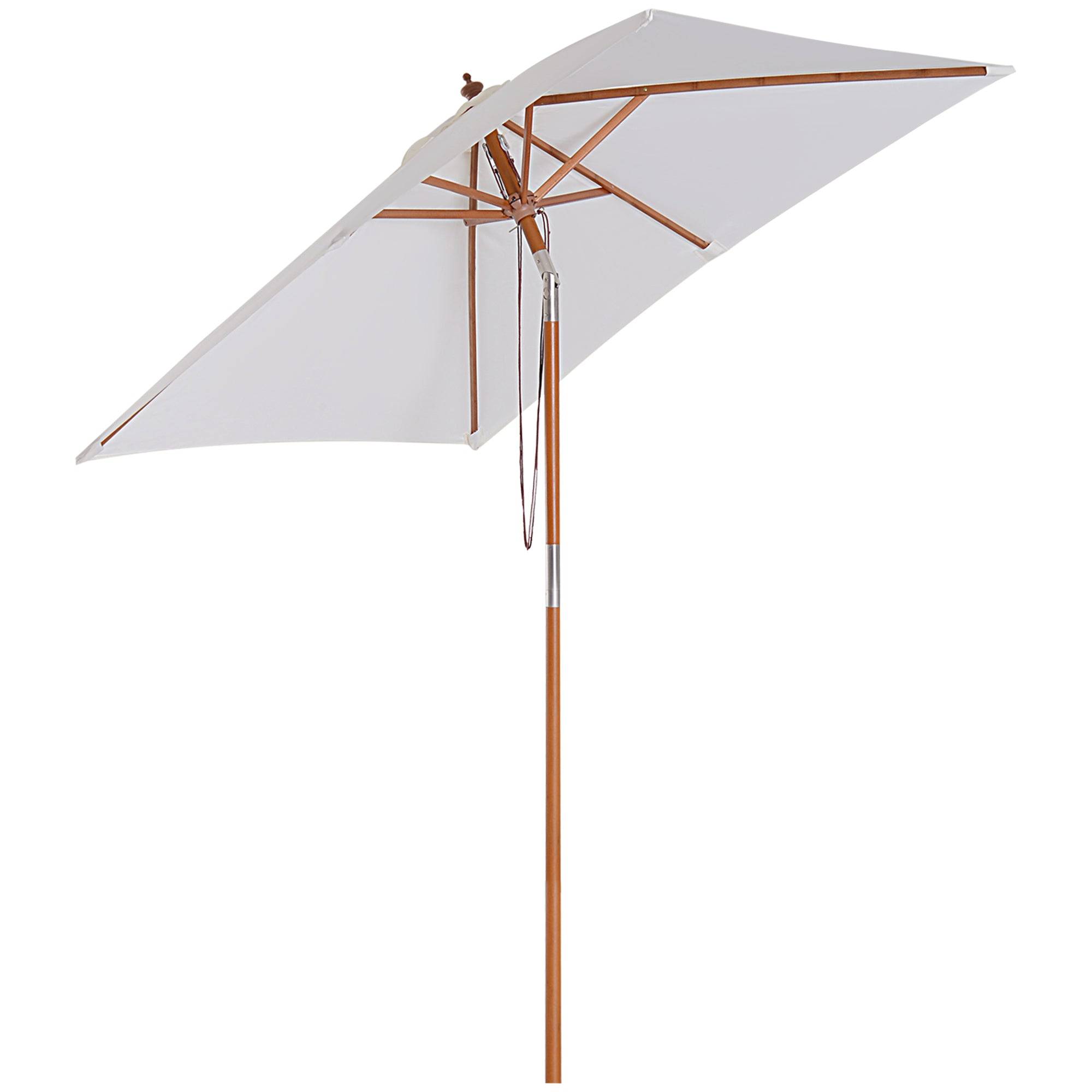 Parasol 200 x 150 x 235 cm, foldbar haveparasol, justerbar i 3 trin, rektangulær strandparasol, vandafvisende og UV-bestandig til strand, balkon, terrasse, have, cremehvid