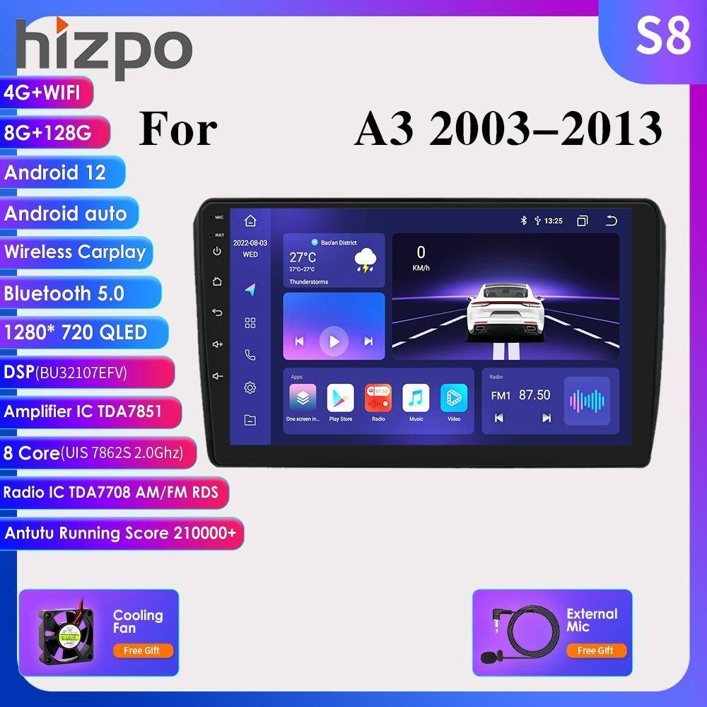 Hizpo 4G+WIFI 2 Din Android Auto Radio för A3 8P 2003 - 2013 Carplay Car Multimedia GPS 2din Autoradio Navigation GPS Huvudenhet Automotivo Video