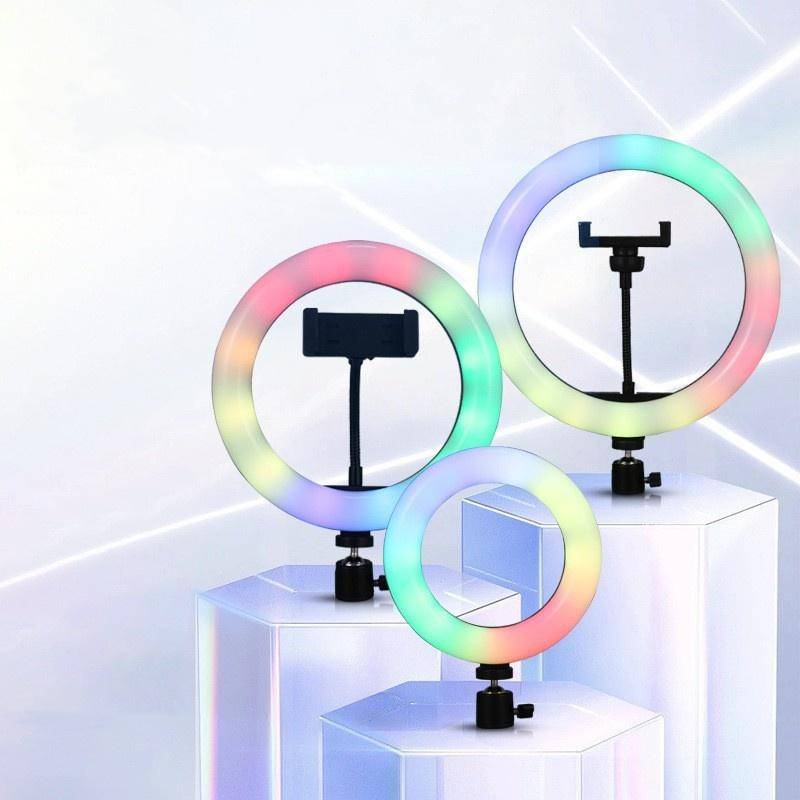 8/10/12 tums RGB LED Selfie Ring Light Lamp med stativstativ USB-kontakt Live Makeup Fotografering white