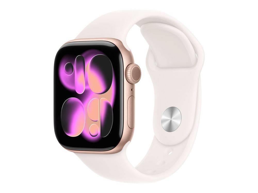 Apple Watch Series 11GPS + Cellular 42mm Rose Gold Aluminium Case with Light Blush Sport Band - S/M