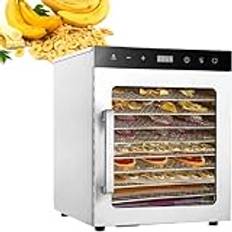 Mat-Dehydrator-Maskin Mat-Tork FöR Frukt-Svamp-KöTt-Ryckig-öRt Rostfritt StåL Med 29L Stor Kapacitet,8Tray-110V