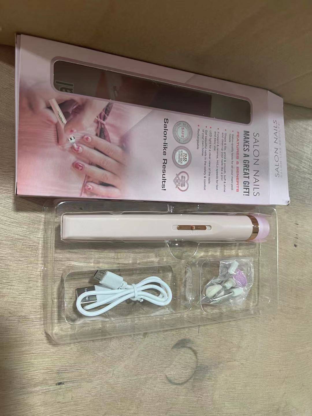 Cross-border Nail Piercing Device Electric Nail Trimmer Five-in-one Nail Polishing Machine Nail File Flawless Nail Polish - Pink