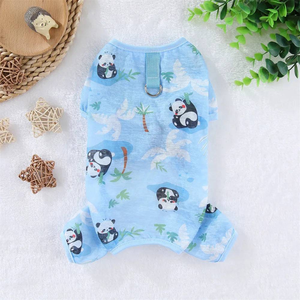 Breathable Mesh Cooling Jumpsuit for Small & Medium Dogs & Cats - Blue Panda / L (L)
