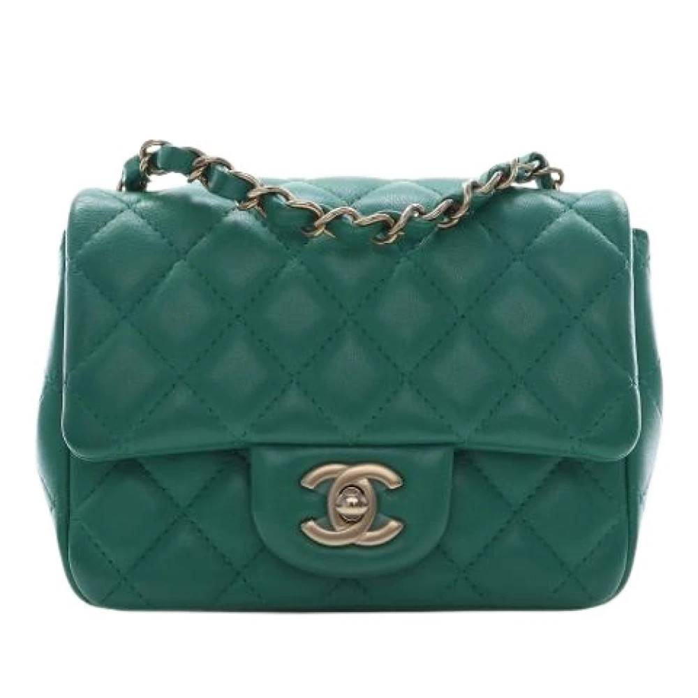 Chanel Vintage Pre-owned Mini Flap Bag - Vintage - Dame - Grøn - ONE SIZE - Uld