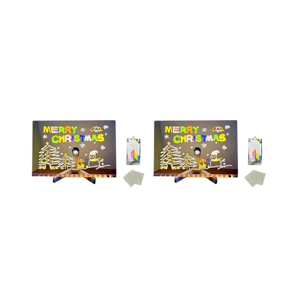 2X LED Note Board with Colors, 2025 Glowing LED Drawing Board for Kids, LED Not Board with Stand and 7 Color Markers L