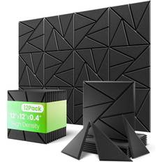 TEMU 12 Pack Soundproof Foam Panels, 9"x9"x0.4" High-density Polyester Fiber Acoustic Wall Tiles With Self-adhesive, Decorative Soundproofing Wallpaper For Home, Studio, Office