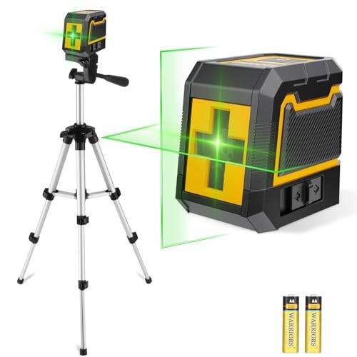 Kreuzlinienlaser mit Stativ,ASOBRIS Laser-Wasserwaage Selbstnivellierend Linienlaser Grün, Vertikale und Horizontale Laser Level für Baustellen und Heimwerkerprojekt Batterie Enthalten