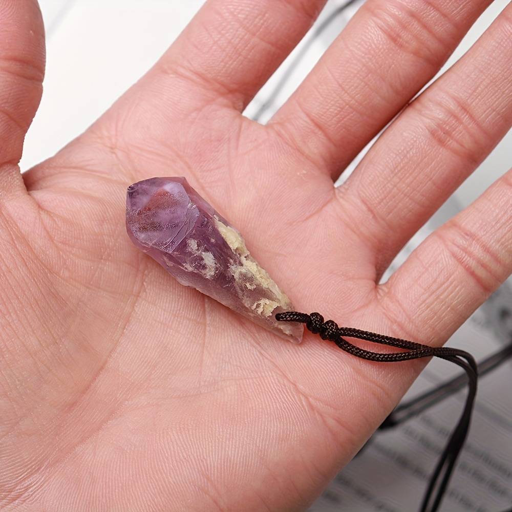 1pc Natural Purple Pendant Pure Handmade Valentine's Day Mother's Day Father's Day Gift (with Rope)