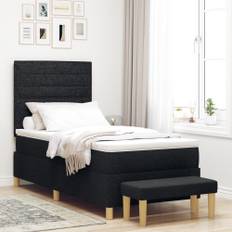 Boxspring Säng med Madrass & Bänk Svart 80x200 cm Tyg