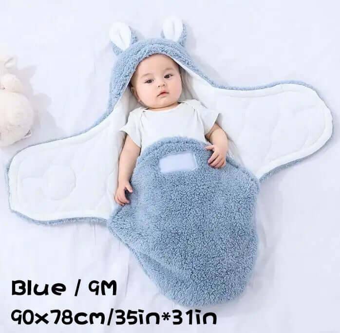 Super Soft Baby Sleeping Bag Fluffy Fleece Swaddle - Blue / 9M (9M)