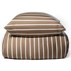 Bambus sengetøj - 100% Naturligt bambus - 140x200 cm - Stribet beige - Satinvævet sengesæt