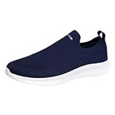 Löparskor dam mesh andas, trendiga sportskor dam, slip-skor dam sneakers lätta sommarskor dam sneakers promenadskor platta skor dam fritidsskor damskor, Mörkblå, 36 EU