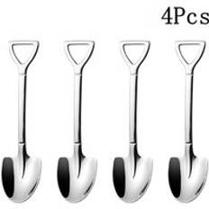 4 st kaffesked glass skopa rostfritt stål retro järn spade sked bestick set sked te-sked servis
