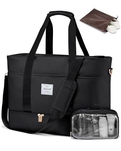 LOVEVOOK Reisetasche Damen, Wasserdicht Weekender Bag | Travel Duffel mit Schuhfach, Duffle Bag mit Koffergurt als Ryanair Handgepäck für Reise, Gym, Sauna, Schwimmen & Klinik