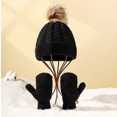 3-delat stickat set med mössa, halsduk och vantar för barn - Varm outfit för höst/vinter - Lämplig för bebisar 1-4 år - Multifärgad (1-3Y)