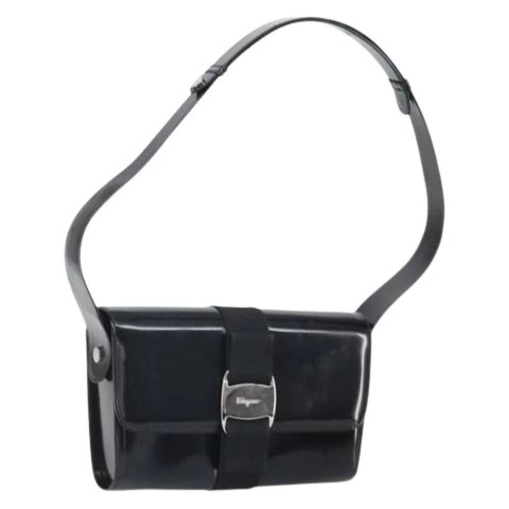 Salvatore Ferragamo Pre-owned Pre-owned Læder Skuldertaske - Vintage - Dame - Sort - ONE SIZE - Uld