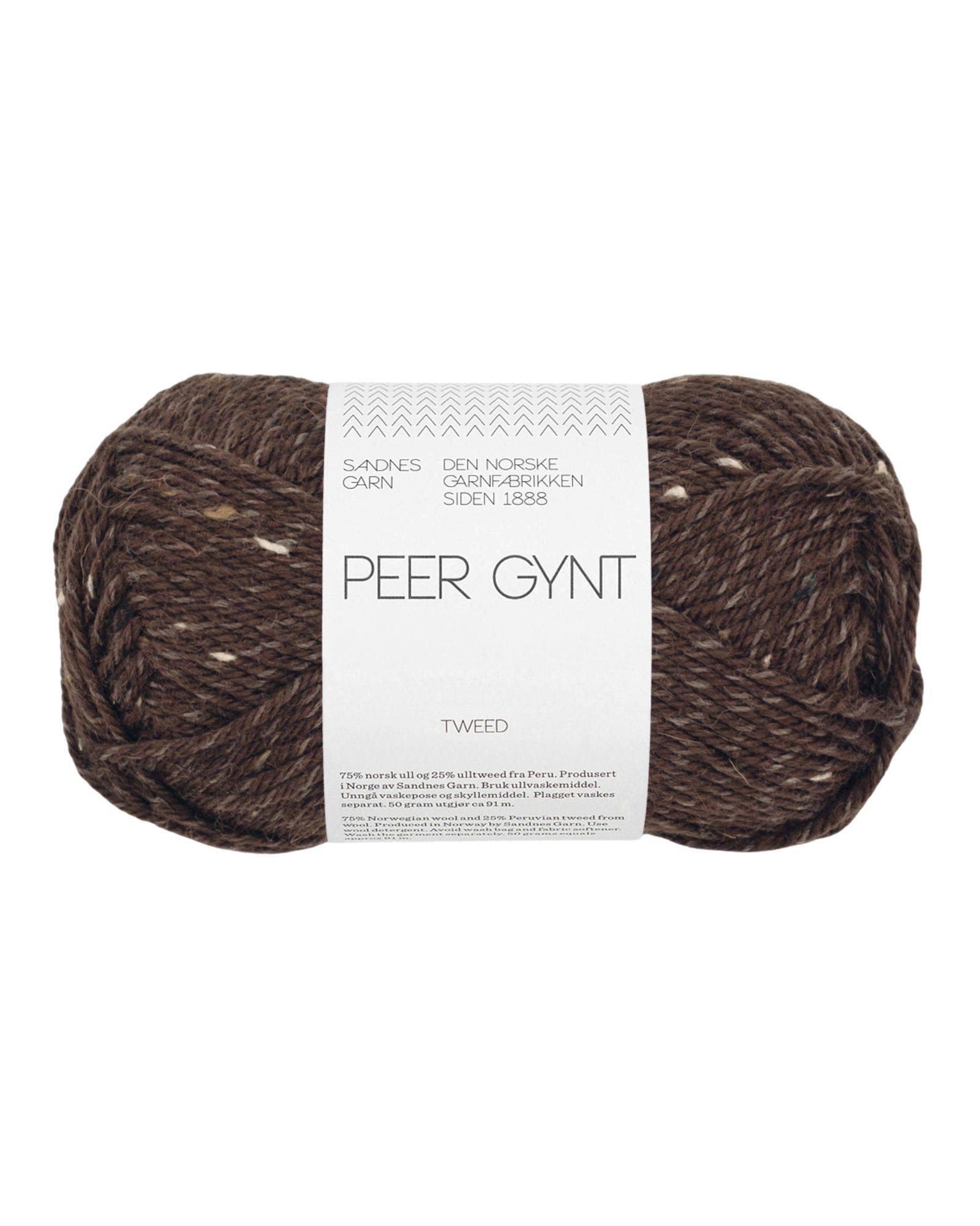 Peer Gynt Tweed - 3085 Mørk Brun m/ Natur Tweed