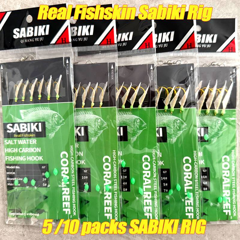 TAKBAS 5/10 Packs Sabiki Rigs, Fishing Flasher Bait Rigs, Glow Fishing Beads, High Carbon Hooks For Freshwater And Saltwater