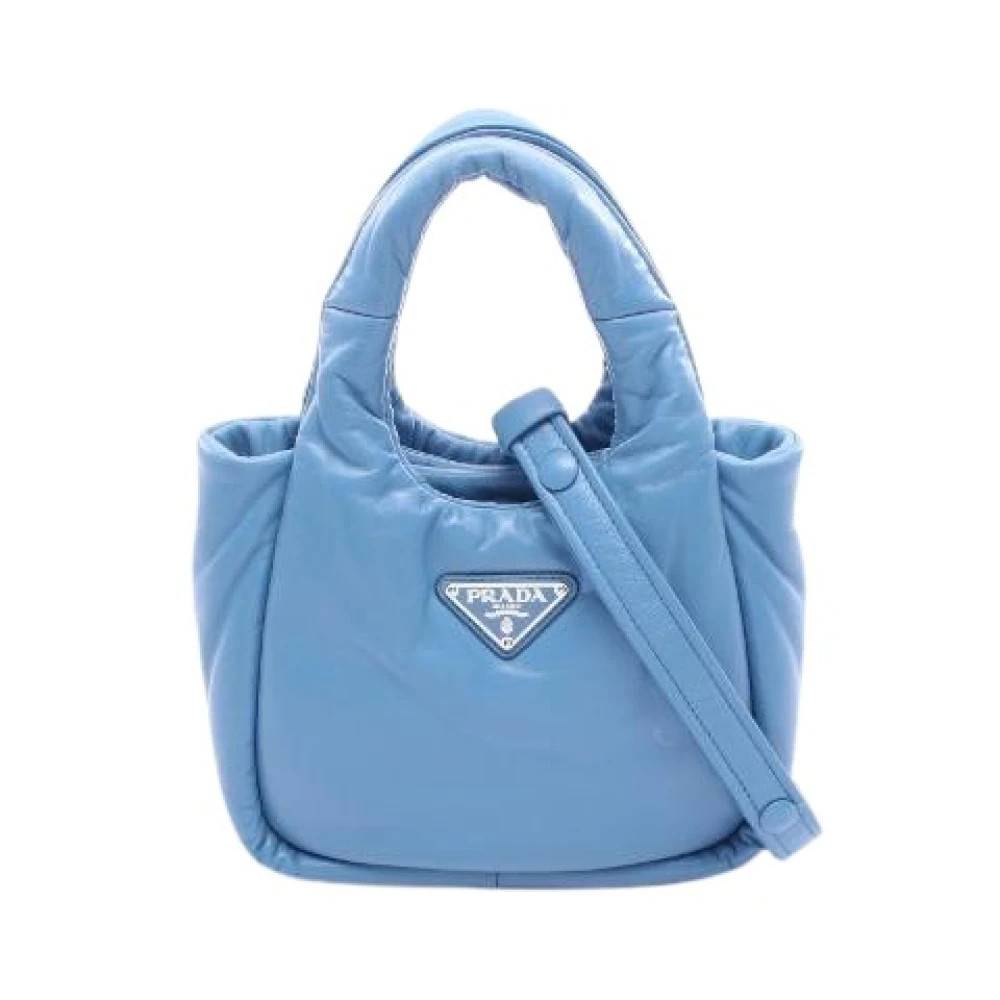 Prada Vintage Pre-owned Padded Leather 2way Handbag - Vintage - Dame - Blå - ONE SIZE - Uld