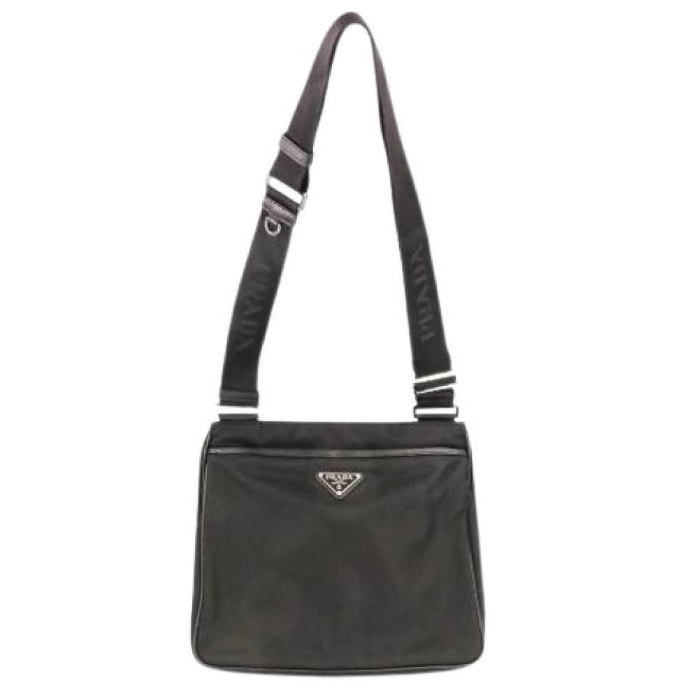 Prada Vintage Pre-owned Re-Nylon Saffiano Læder Skuldertaske - Vintage - Dame - Sort - ONE SIZE - Uld