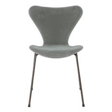 Fritz Hansen - Sjuan 3107 Velvet Edition Seal Grey - Spisebordsstole - Arne Jacobsen - Grå - Metal/Tekstilmateriale