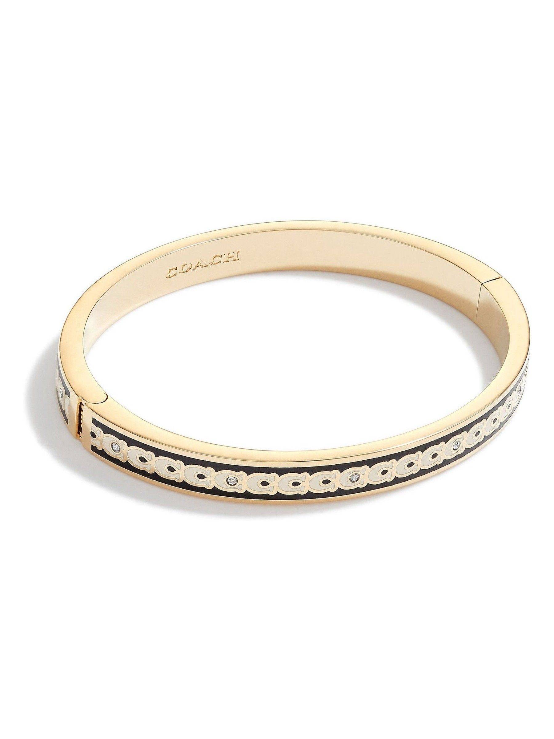 Coach COACH Gold Tone Signature Bangle Bracelet