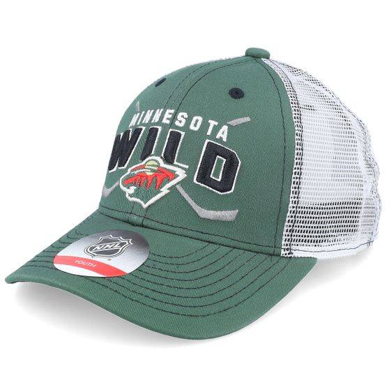 Outerstuff - NHL Grön trucker Keps - Kids Minnesota Wild Lockup Meshback Cap Fir/White Trucker @ Hatstore