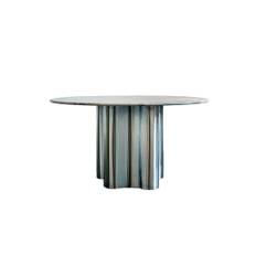 CAIA LEIFSDOTTER DESIGN STUDIO - Silver Root Dining Table - Spisebord - Bianco Carrara Marble / Brushed Stainless Steel - Ø160 x H72 cm