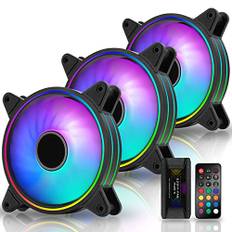EZDIY-FAB Moonlight RGB Gehäuselüfter 120mm mit Lüfter Hub X und Fernbedienung,Motherboard Aura Sync, Geschwindigkeitsregelung, ARGB Computer lüfter für PC Gehäuse -3 Pack
