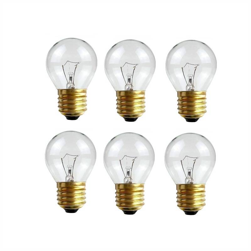 6 PACK G45 Golf Ball Mini Globes Round Light Bulbs 40 Watt E27 Small Appliance Replacement Incandescent for Oven Microwave