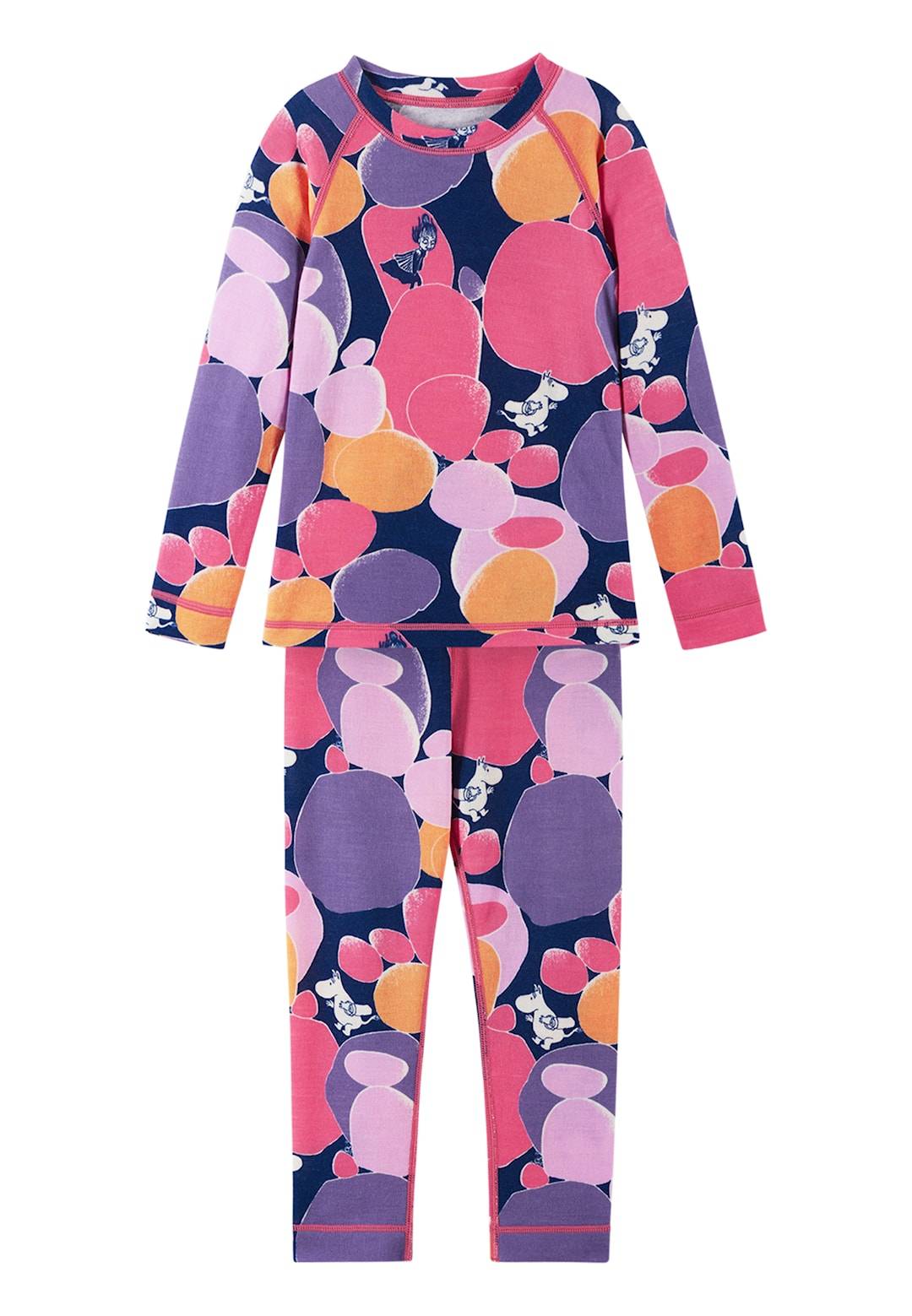 Reima Moomin Trivsam Termisk Basislag-sæt Soft Coral Soft Coral-104 cm Wool Lyserød 104 cm Drenge, Piger