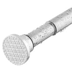Tiemlet Teleskopstång 70-255 cm, utdragbar duschdraperistång, duschstång utan borrning, silver, klämstång för fastspänning för garderob