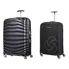 Samsonite Lite-Shock Spinner 75/28 62765/1627 Resväska, Svart, 75 cm, 98.5 L & Samsonite Global Travel Accessories Vikbart Bagageskydd, Svart (svart), L/M