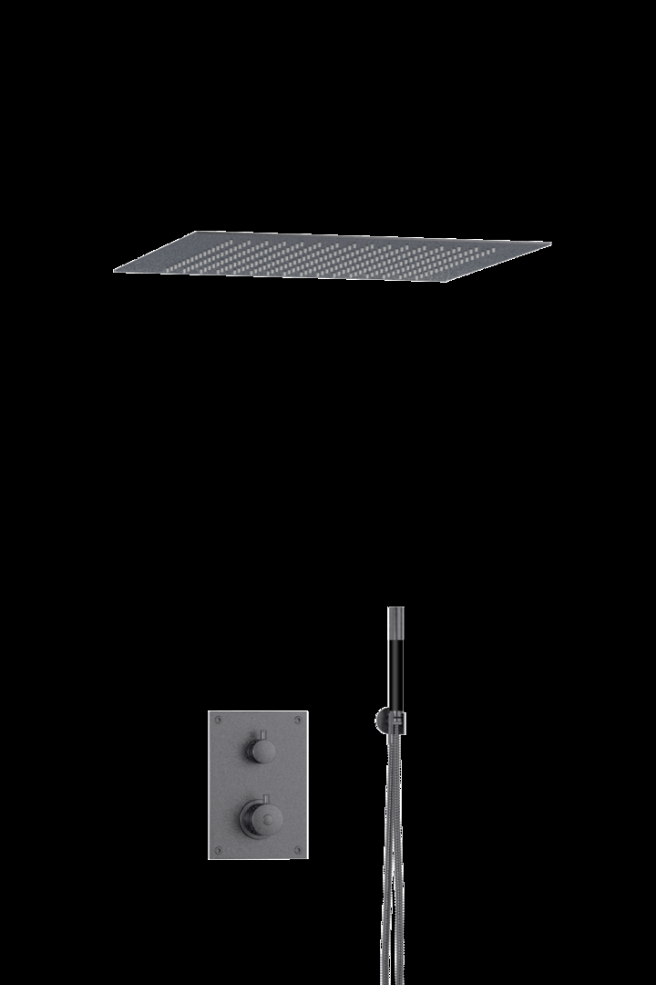 Tapwell Takduschpaket ED2 för Inbyggnad 50x50 cm (Brushed Black Chrome)