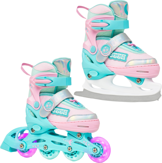 Raven 2in1 Etta (front And Rear Led Wheels) Inlines Rosa/mint/blå - 30-33