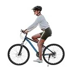 DOPBENT 26 tums mountainbike, 21 växlar MTB Mountain med skivbromsar, gaffelfjäder, justerbar höjd, cykel för flickor, pojkar, män och kvinnor från 160–180 cm (svart, blå)