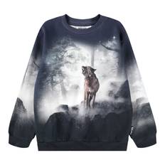 Molo Miksi Sweatshirt Moonlit Wolves  Moonlit Wolves 98 cm  Blå  98 cm  mand