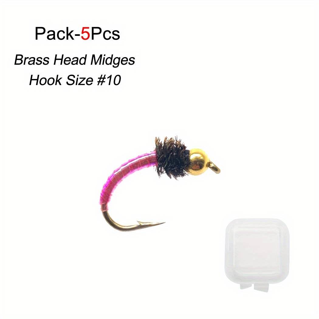 5/10pcs Brass Head Midges Fly Fishing Flies 10# Trout//perch/catfish Flies Artificial Insect Lure Bait