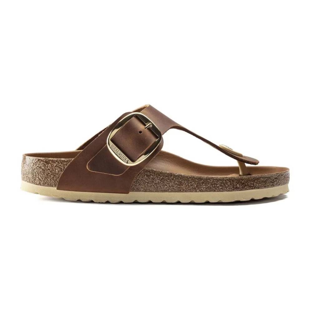 Birkenstock, Skor , Dam, 38 EU, Läder, Gizeh Big Buckle Regular Fit