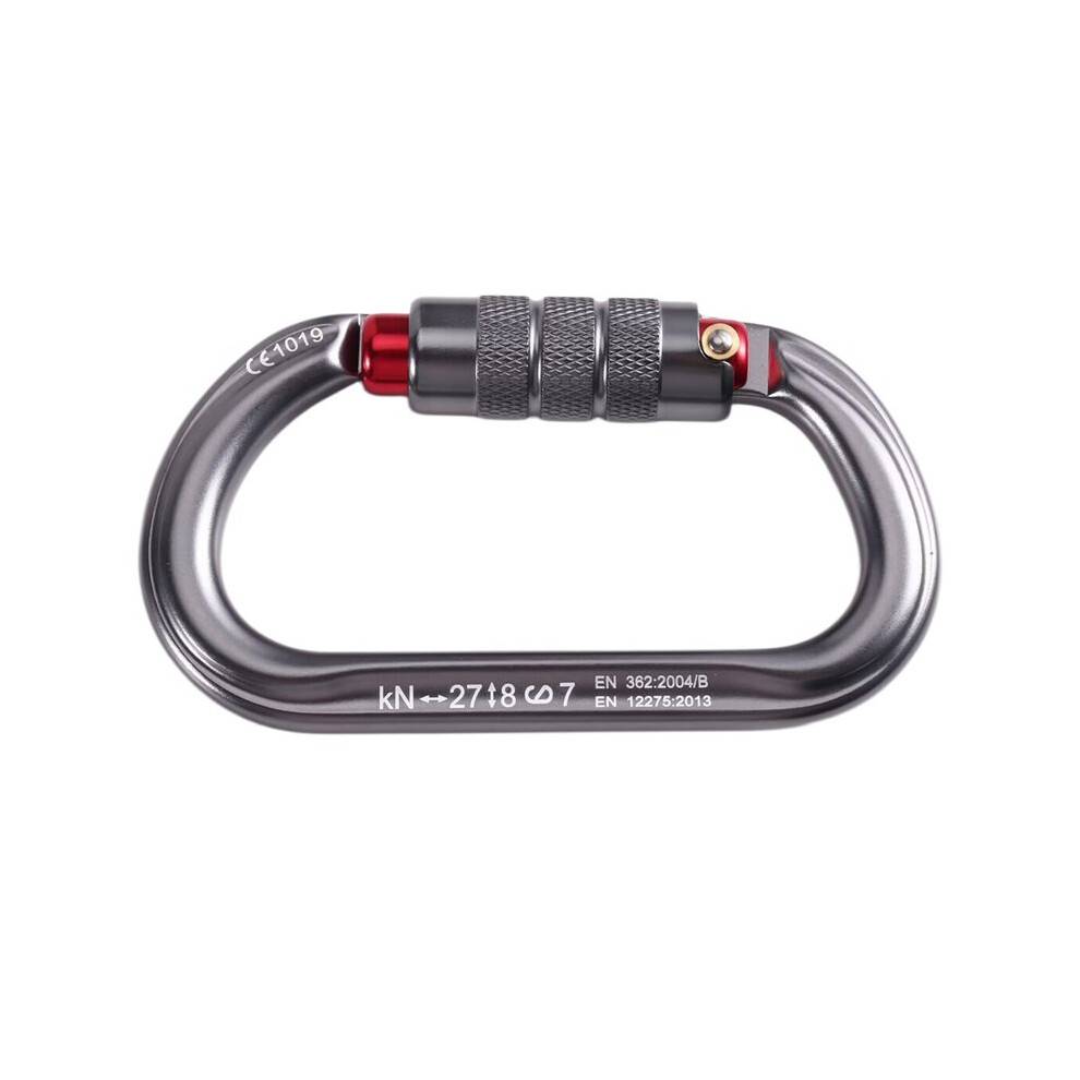 Heavy Duty Carabiner Clips O Ring Double Locking Caribeaner Hooks Climbing Carabiner Clips for Climbing Gray
