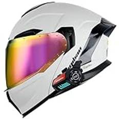 Modulär Bluetooth-motorcykelhjälm DOT/ECE-godkänd helkroppshjälm Flip Up Dual Visir Motorcykelhjälm för män och kvinnor Motorcykel Street Bike Racing Mopedhjälm,Gray,2XL 63~64cm