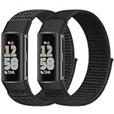 Bcuckood 2 st. nylonloop-armband kompatibla med Fitbit Charge 6/Fitbit Charge 5, för kvinnor och män, nylonkardborreband, ersättningsarmband, sport, sololoop, klockarmband för Fitbit Charge 6/Fitbit