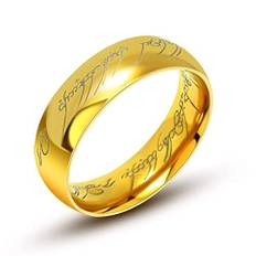 Aurstore Smycke ”Sagan om ringen” av volfram, 6 mm, storlek enligt val 56–68 med kedja av stål, 54 cm