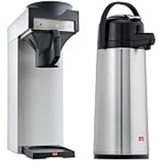 Melitta 20347 Filterkaffebryggare för isoleringskanna, 170 MT, rostfritt stål/svart & Melitta Pump-isoleringskanna, 2,2 l, ca 18 koppar, kolv i rostfritt stål, silver/svart