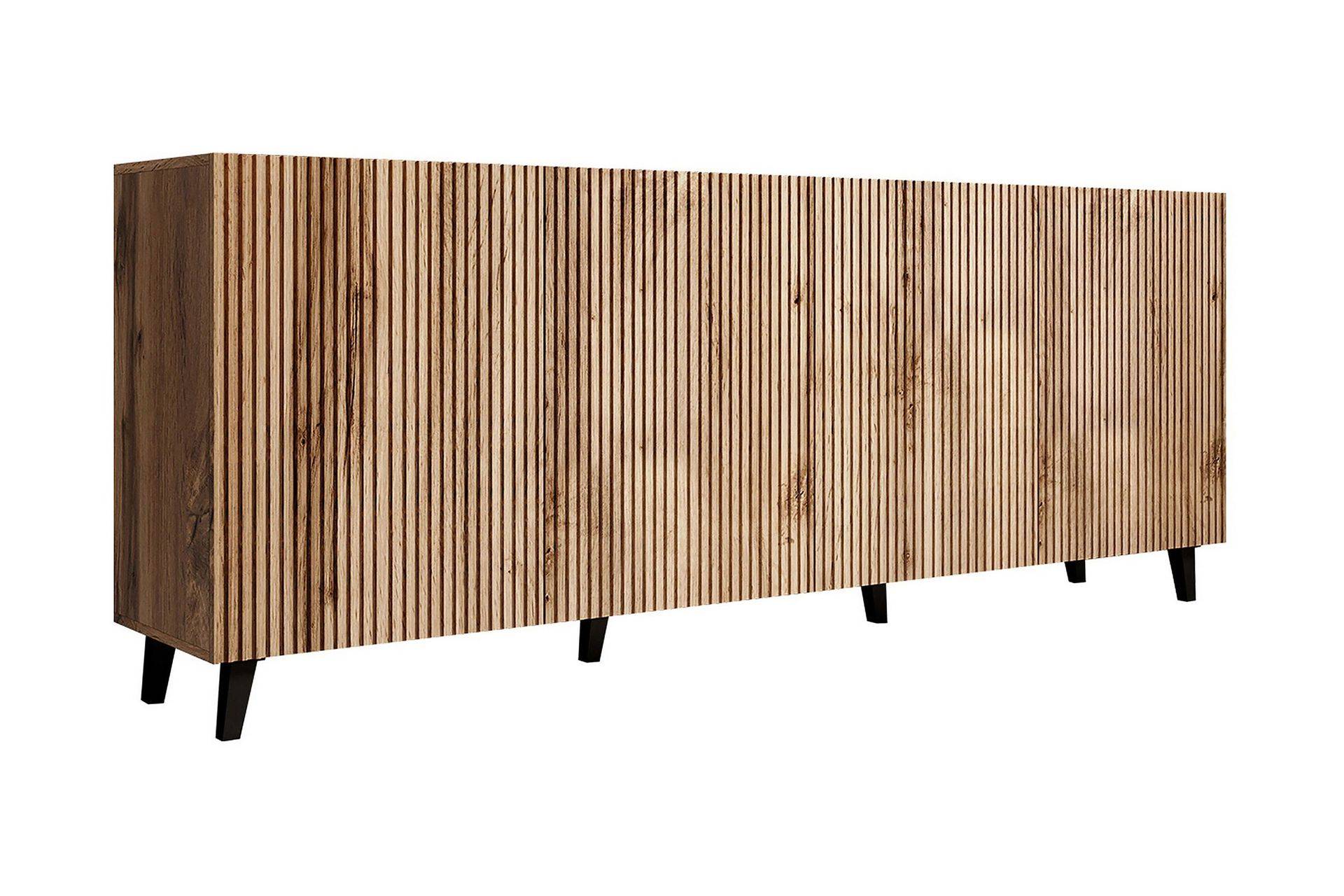 Scandinavian Choice Juniskär Skänk med Förvaring trä 40x82x200 cm Svart / Ek / Ribbad